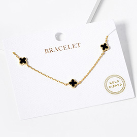 Gold Dipped Triple Quatrefoil Link Bracelet