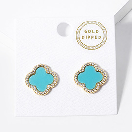 Gold Dipped Quatrefoil Stud Earrings