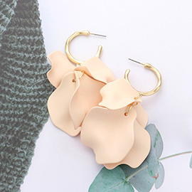 Metal Hoop Petal Link Dangle Earrings