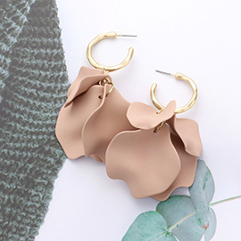 Metal Hoop Petal Link Dangle Earrings