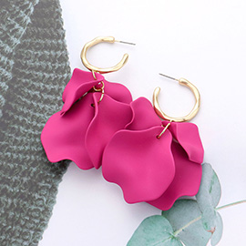 Metal Hoop Petal Link Dangle Earrings