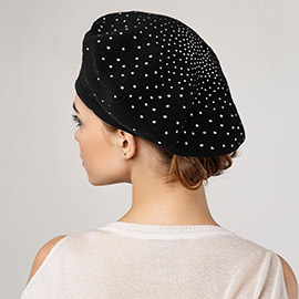 Bling Stone Wool Tam Beret Hat