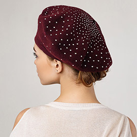 Bling Stone Wool Tam Beret Hat