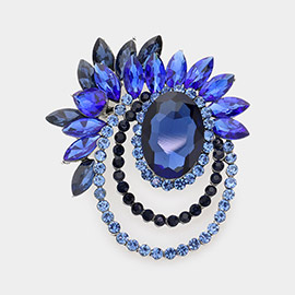 Oval Accented Marquise Stone Cluster Pin Brooch