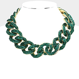 Stone Embellished Chunky Chain Necklace