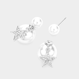 Star Pointed Double Sided Pearl Peekaboo Earrings