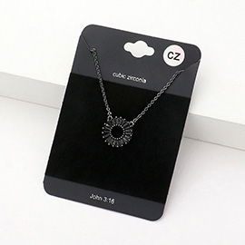 CZ Embellished Open Circle Pendant Necklace