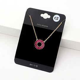 CZ Embellished Open Circle Pendant Necklace