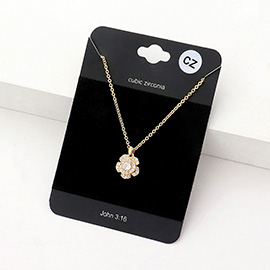 CZ Flower Pendant Necklace