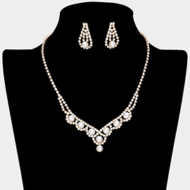 Pearl Embellished Rhinestone Necklace