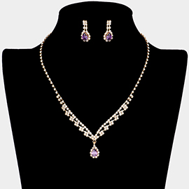 CZ Teardrop Stone Accented Necklace