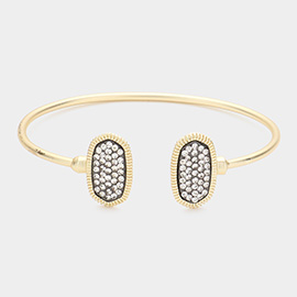 Rhinestone Embellished Hexagon Tip Cuff Bracelet