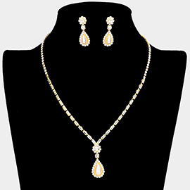 Teardrop Pearl Accented Rhinestone Necklace