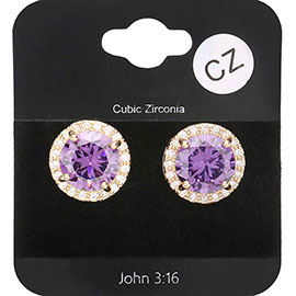 CZ Round Stud Evening Earrings