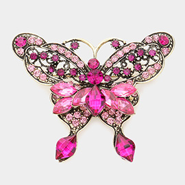 Multi Stone Embellished Butterfly Pin Brooch