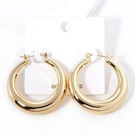 Gold Dipped 1.5 Inch Metal Hoop Pin Catch Earrings