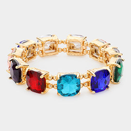 Cushion Square Stone Stretch Evening Bracelet