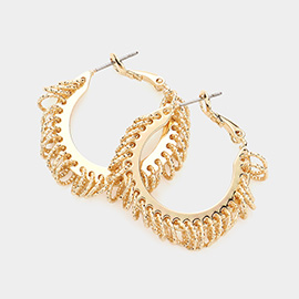 Textured Metal Open Circle Link Metal Hoop Earrings