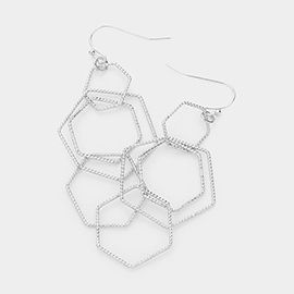 Geometric Shape Link Metal Dropdown Earrings