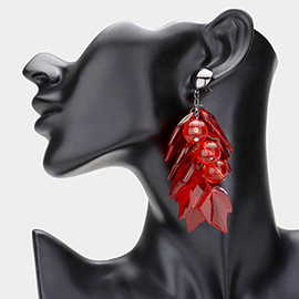 Resin Ball Leaf Drop Earrings