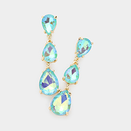 Teardrop Stone Link Dropdown Evening Earrings