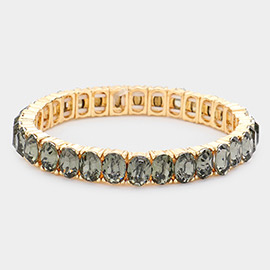 Oval Stone Cluster Stretch Evening Bracelet