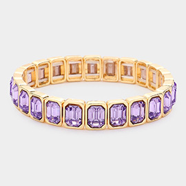 Emerald Cut Stone Stretch Evening Bracelet