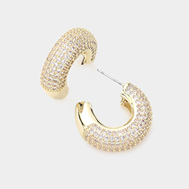 CZ Stone Paved Hoop Earrings