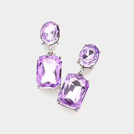 Square Stone Cluster Dangle Evening Earrings