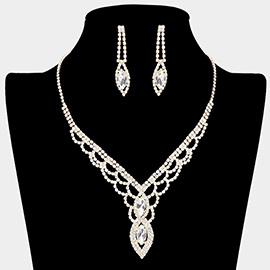 Marquise Stone Accented Rhinestone Necklace