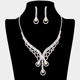 Teardrop Stone Accented Rhinestone Necklace