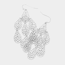 Filigree Metal Teardrop Layered Dropdown Dangle Earrings