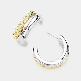 Two Tone Metal Hoop Earrings