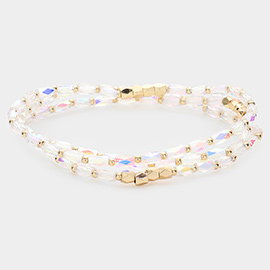 3PCS - Faceted Rectangle Beaded Stretch Bracelets