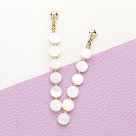 Mother Of Pearl Disc Link Dropdown Earrings