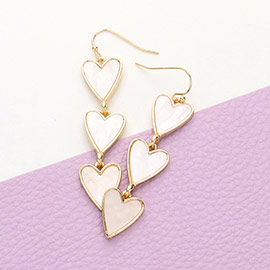 Mother Of Pearl Heart Link Dangle Earrings