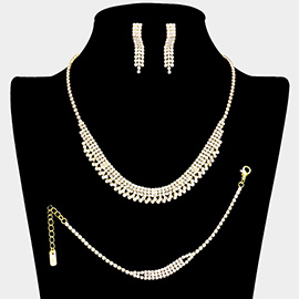 Rhinestone Paved Necklace Jewelry Set