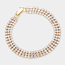 3-Row Rhinestone Pave Evening Bracelet