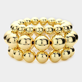 3PCS - Metal Ball Stretch Multi Layered Bracelets