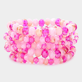 9PCS - Faceted Bead Stretch Bracelets