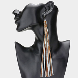 Genuine Leather Tassel Dangle Earrings