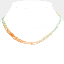 Gradation Seed Beaded Triple Layered Necklace