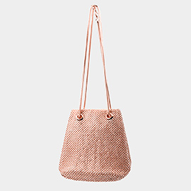 Bling Mesh Drawstring Bucket Bag / Shoulder Bag / Crossbody Bag