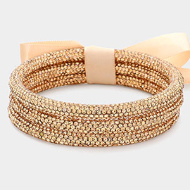 3PCS - Rhinestone Pave Bangle Layered Bracelets