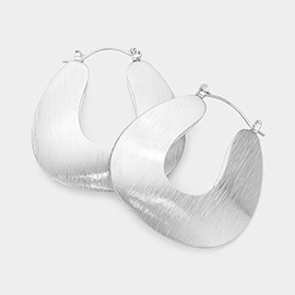 Brushed Metal Hoop Pin Catch Earrings