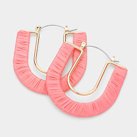 Raffia Wrapped U Shape Pin Catch Earrings