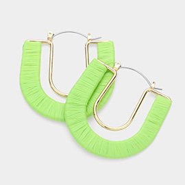 Raffia Wrapped U Shape Pin Catch Earrings