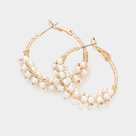 Pearl Beaded Hoop Earrings