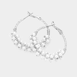 Pearl Beaded Hoop Earrings