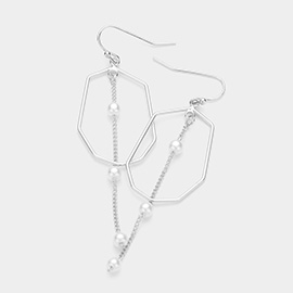 Pearl Station Dropdown Abstract Metal Dangle Earrings